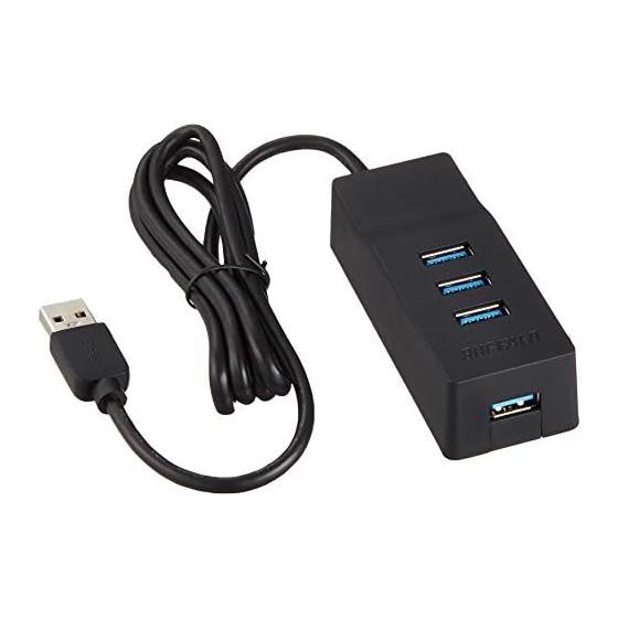 BUFFALO BSH4A110U3VBK USB3.0 Top Mount 4 Port Self-Powered Hub with TV Rear Mounting Kit