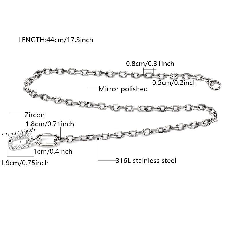 Fashion Luxury Silver Plated Chain Gold Silver Clasp Diamond Pendant Paper Clip Necklace with Zirconia Women Jewelry