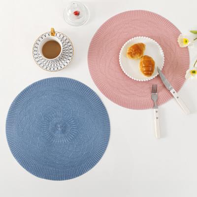 Woven Round Placemat Heat-Resistant Non-Slip Table Mat Elegant Dinner Plate Mat for Home Restaurant Party Dining