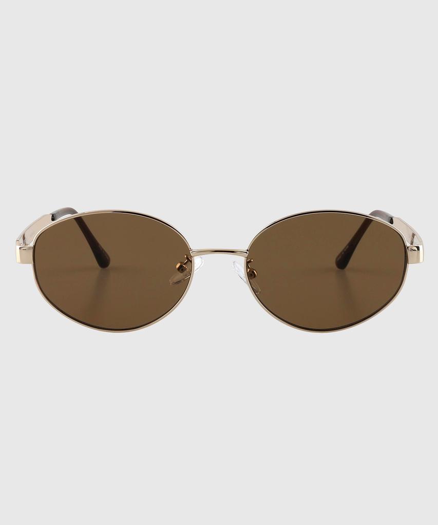 Tuditeo Dor Oval Metal Uv Protection Tinted Nylon Lens Sunglasses C3 Camel