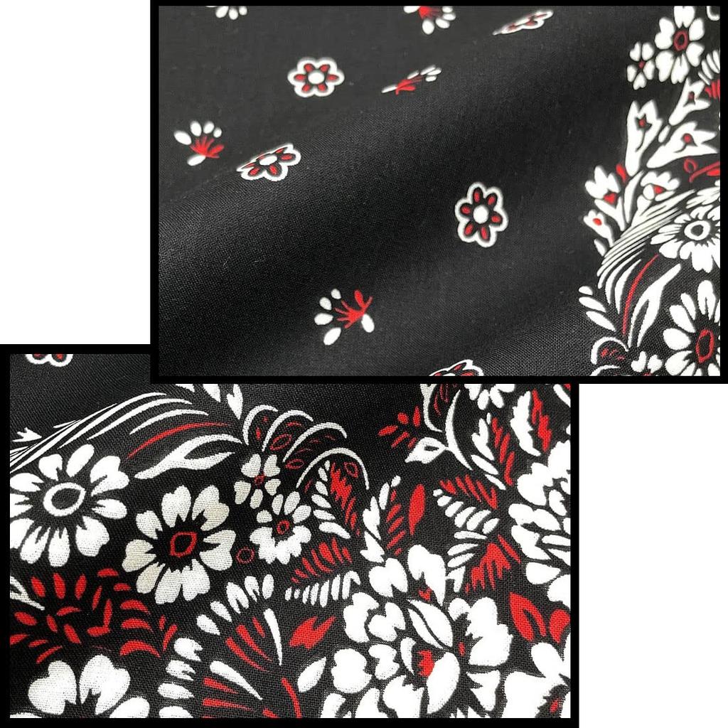 Trifong Bandana Black 100% Cotton Floral Pattern Adult Paisley Handkerchief Unisex Men's Large 55cm X 55cm