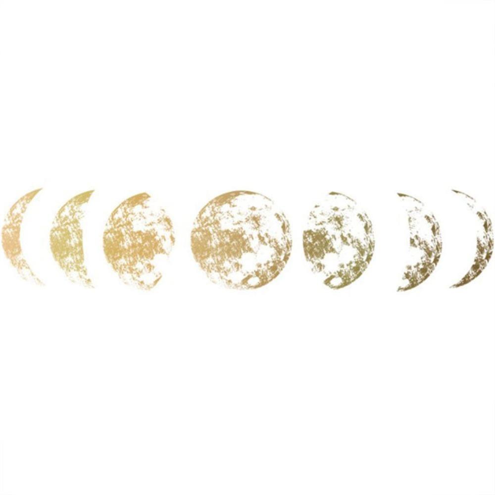 PVC Moon Phase Wall Sticker Golden Moon Phases golden moon phase sticker Stickers Mural 23.62*15.75 in чёрный