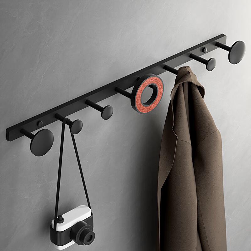 Wall-Mounted No-Punch Clothes Rack and Hooks for Bathroom, Entryway, Bedroom