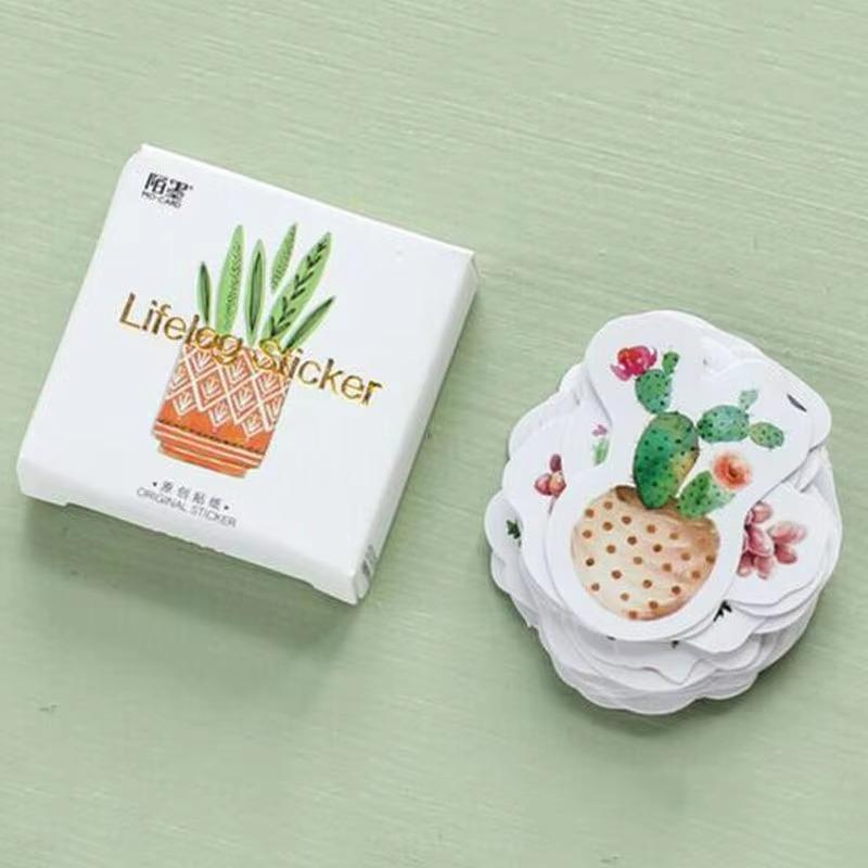 

45 Pcs/box Cute Plant Stationery Stickers Kawaii food Stickers Paper Adhesive Stickers For Kids DIY Scrapbooking Diary Albums