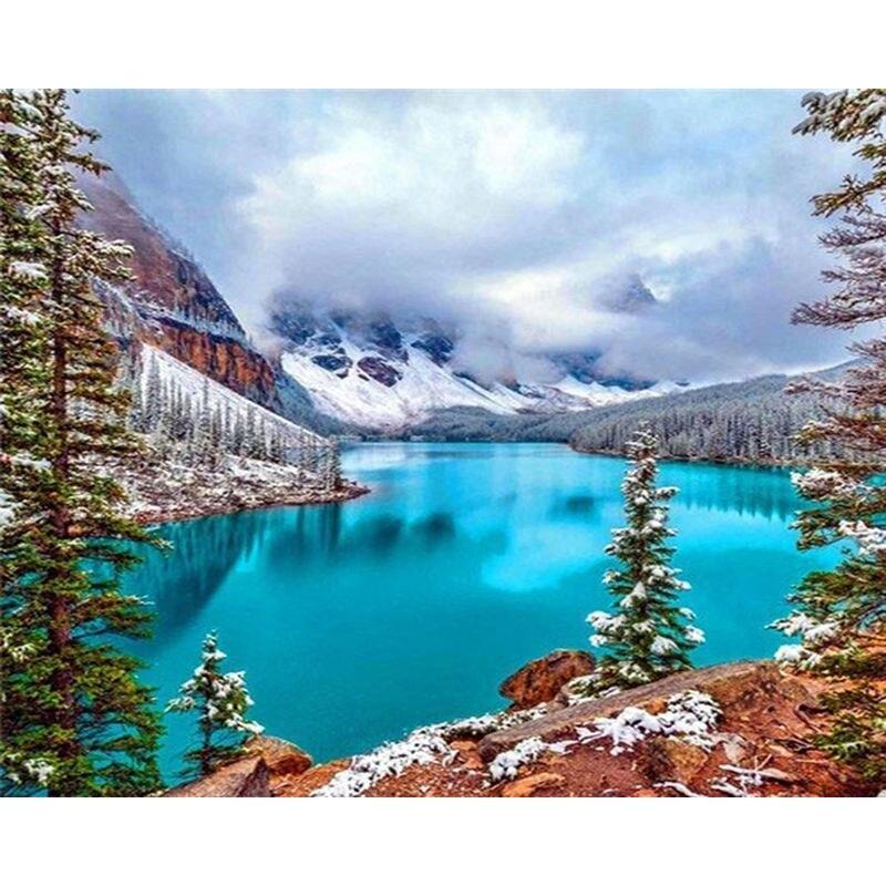 Full Drill Diamond Embroidery Mountains And Rivers Scenery Craft Kit 5d Diamond Mosaic Landscape Needlework Home Deco