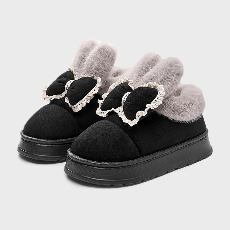 Winter new cotton slippers cute rabbit indoor home non-slip outer wear warm plush all-inclusive cotton shoes women's