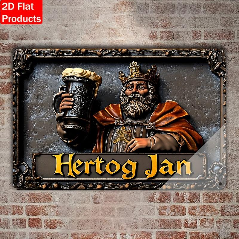 Tin Sign Hertog Jan King Beer Mug Vintage Durable Metal Plaque Wall Decor Home Pub Bar Man Cave Wall Art