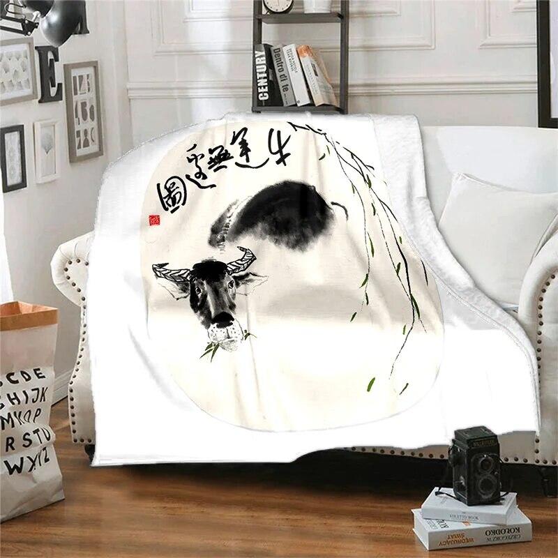 Twelve Chinese Zodiac Signs Pattern Printing Manta Sofa Bed Cover Soft  Blanket Plaid Soft Warm Flannel Throw Blankets Fans Gif