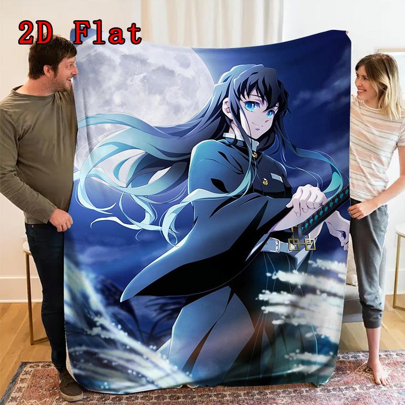 Demon Slayer 2D Flat Pattern Flannel Blanket High quality All Seasons Warmth and Comfort Perfect for Christmas Gifts.DMT0925242