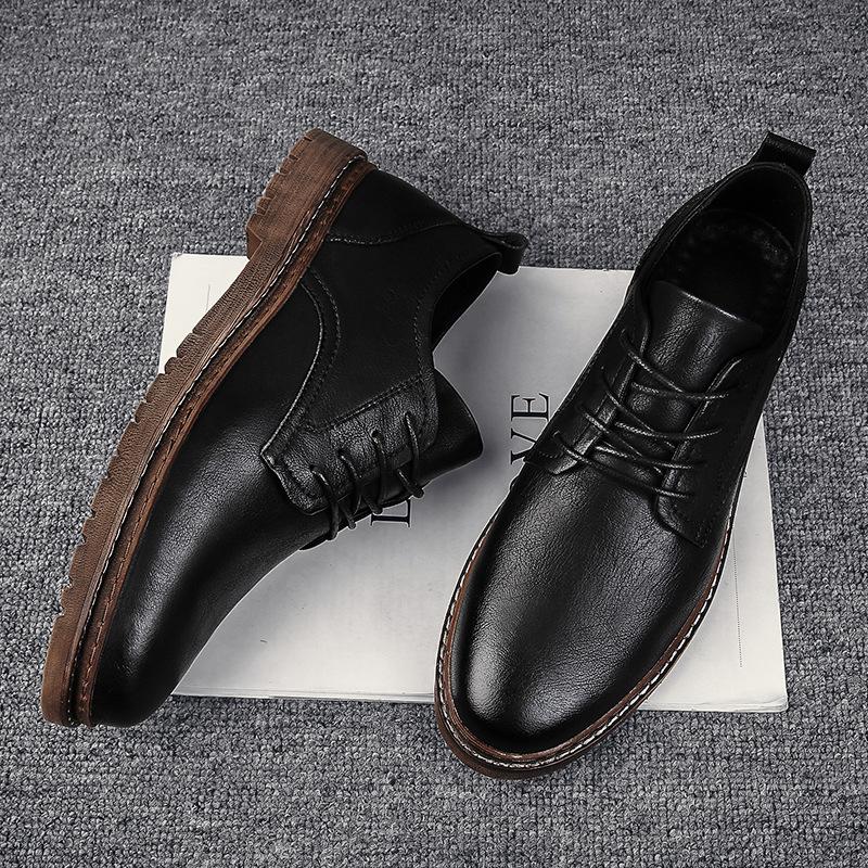 Casual leather shoes autumn and winter business dress British style leather new wedding groom shoes velvet