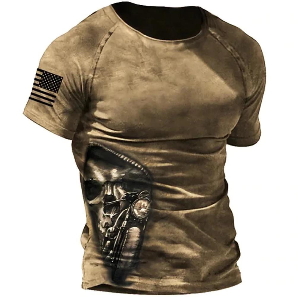 

Retro Motorcycle Series 3D Digital Printed Men s Street Trendy Round Neck Short Sleeved T-shirt 6XL