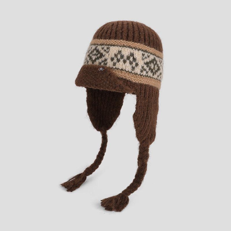 Wool Blend Knit Hat For Winter Warmth And Wind Protection коричневый