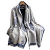 Winter Printed Warm Scarf Women'S High-End Temperament Shawl Dual-Purpose Scarf