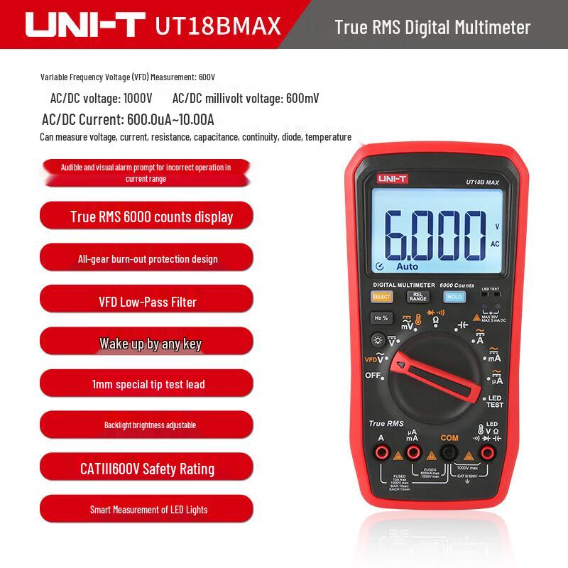 UNI-T UT18B MAX True RMS Digital Multimeter (CN version)