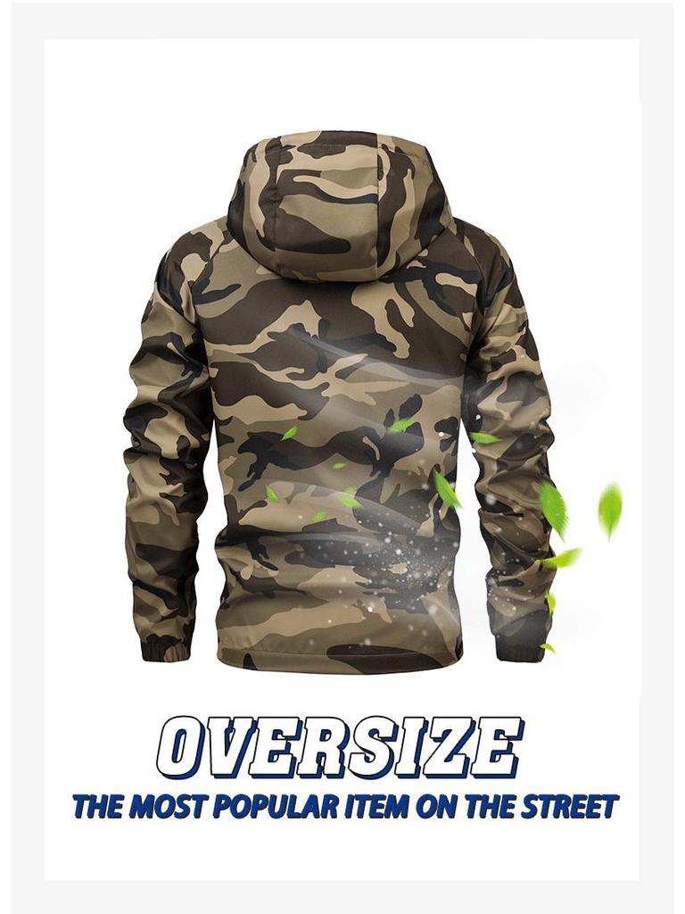 Men's Spring/Autumn Camouflage Hooded Windproof Casual Jacket