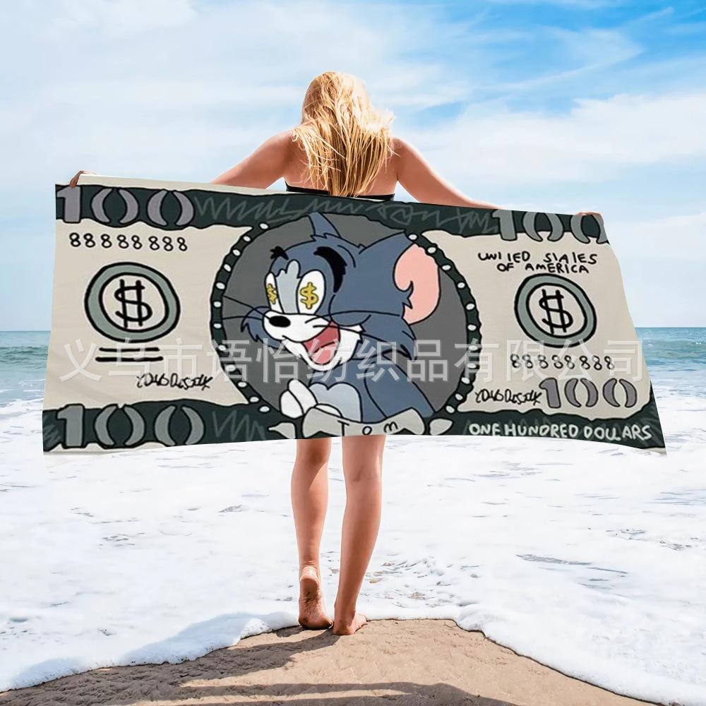Vintage Dollar Print Beach Towel Beach Quick Drying Bath Towel Microfiber Beach Towel Seaside