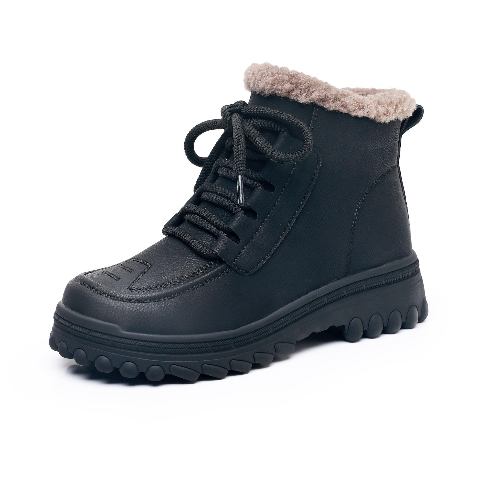 

Женские зимние теплые ботинки для снега, нескользящие, водостойкие, на шнуровке, ботильоны, женская обувь, подкладка из искусственного меха, удобные ботинки для ходьбы на открытом воздухе 41 чёрный