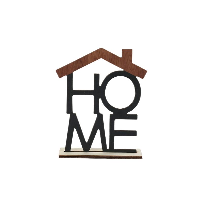Desktop Decoration Hollow Home Office Living Room Table Centerpiece With Wooden Base English Letter HOME Table Decor