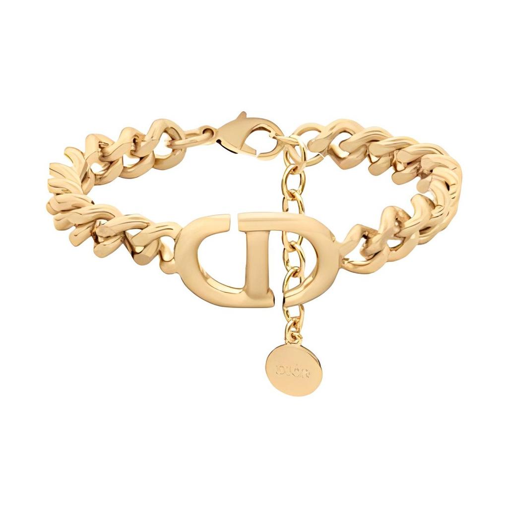 Dior Cd Navy Brass Logo Bracelet Women Bracelets Gold B1569CDNMT_D300