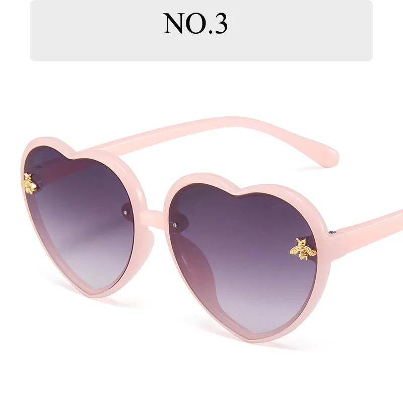 New Fashion Brand Heart Kids Sunglasses Children Cute Pink Cartoon Bee Sun Glasses Girls Boys Baby Gradient Eyewear
