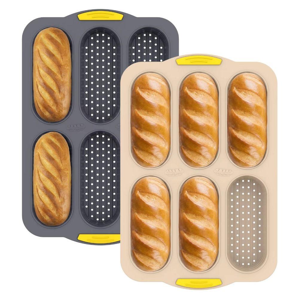 Food Grade Silicone Silicone Baking Mold 6 Cavity Hot Dog Bread Mold Bake Tray DIY Kitchen