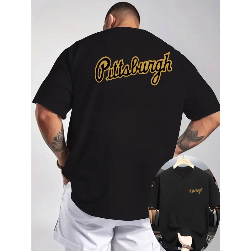 

2026 Summer New Men S Casual Short-Sleeve T-Shirt, Ribbed Round Neck Top, Print on Both Front And Back, Refreshing And Comfortable S чёрный