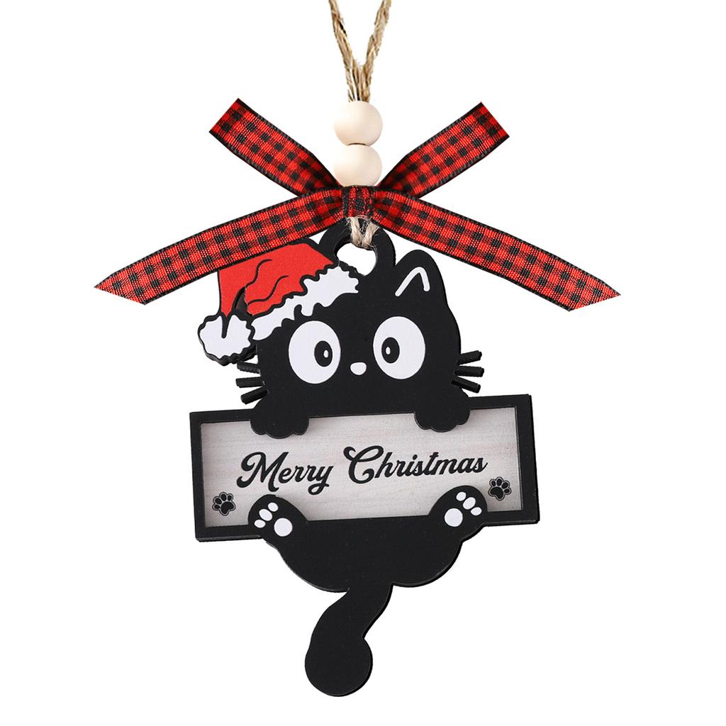 1pc Cute Black Cat Wooden Merry Christmas Decoration Xmas Tree Car pendant Creative Funny Home Party Ornament 2026 New Year