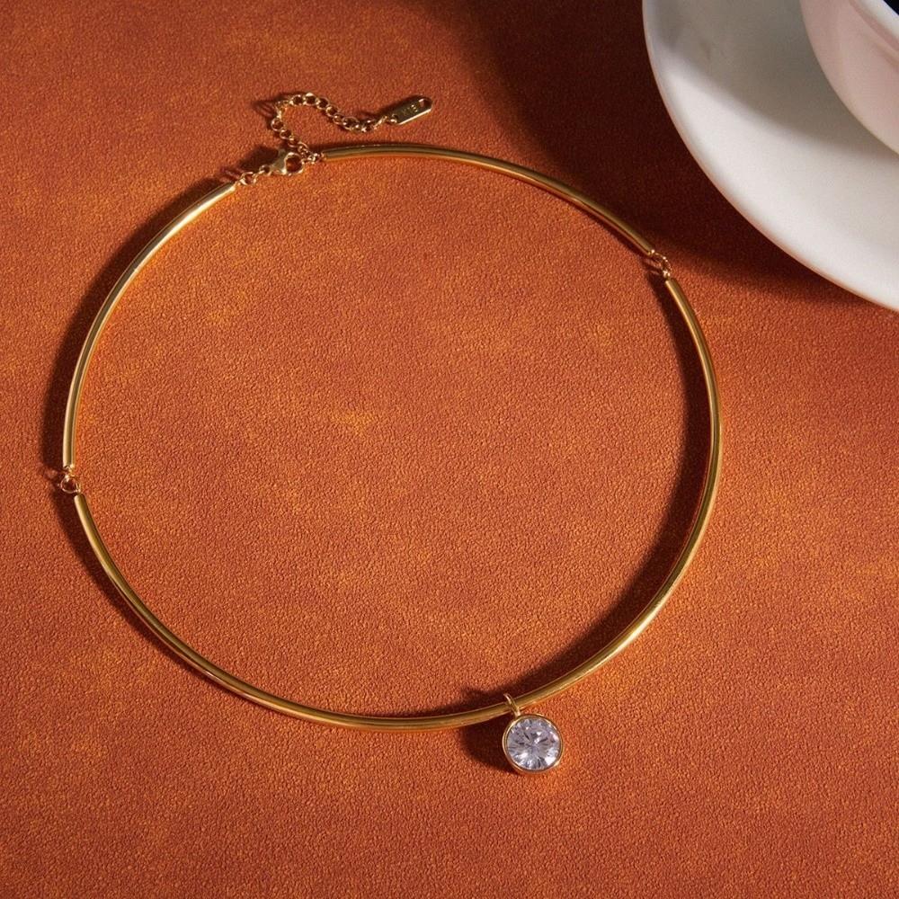 Gold Plated Pendant Necklace Stainless Steel Neck Collar Retro Neck Chain  Fashion Jewelry