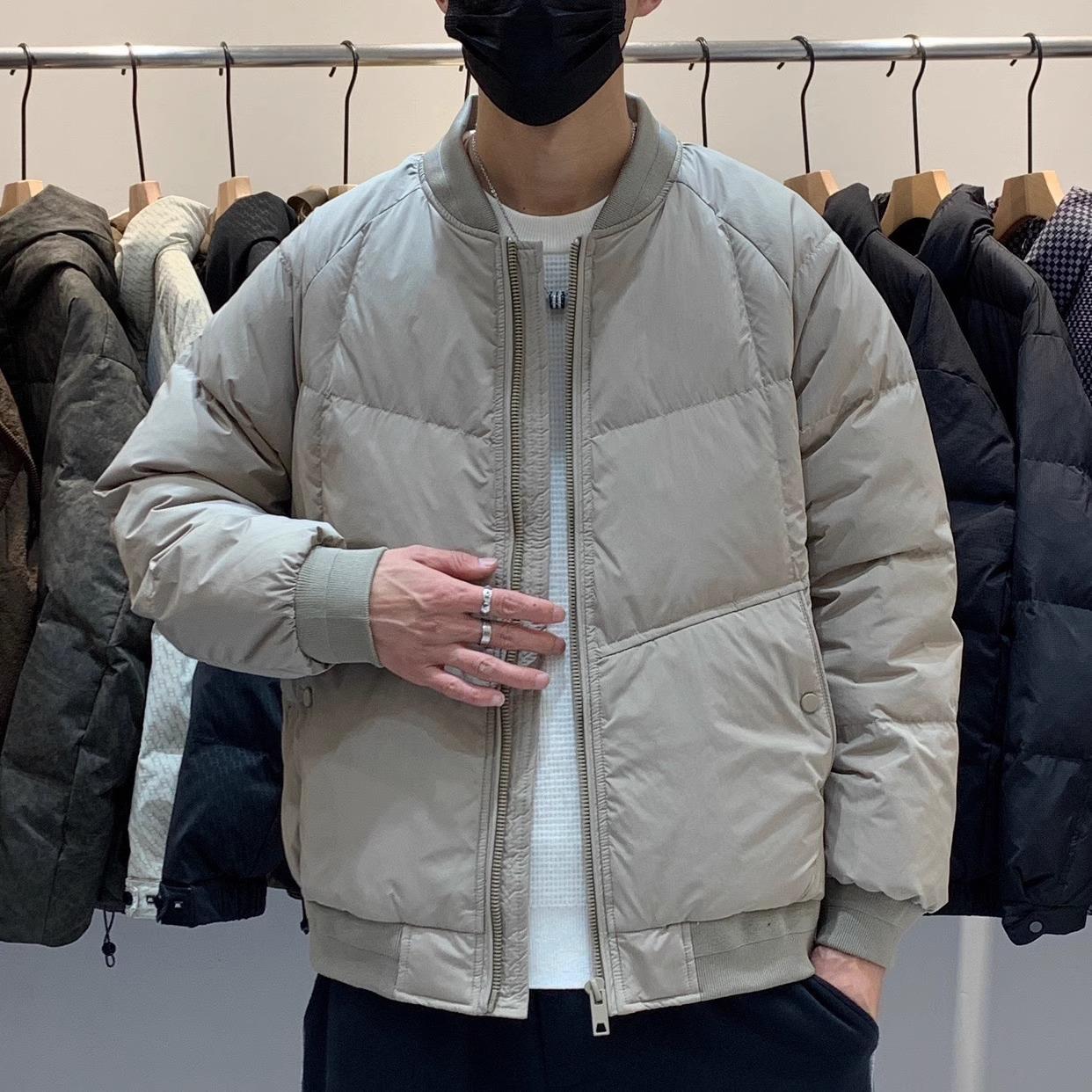 

Baseball collar down jacket men s 2025 winter new white duck down warm short down jacket outer 3XL 150-85kg шампанского