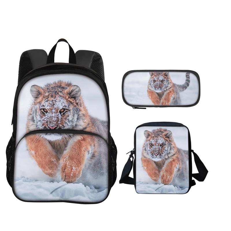 Zaino Zainetto Astuccio Borsa a tracolla Tigre con stampa animale Set da 3 pezzi regalo perfetto per la scuola i compleanni di ragazzi e ragazze