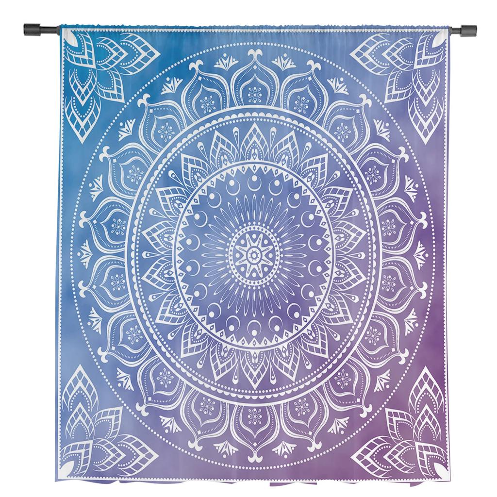 Mandala Datura Buddhism Ethnic Voile Curtains Kitchen Living Room Bedroom Decor Tulle Window Treatment Boho Sheer Made Of Polyester