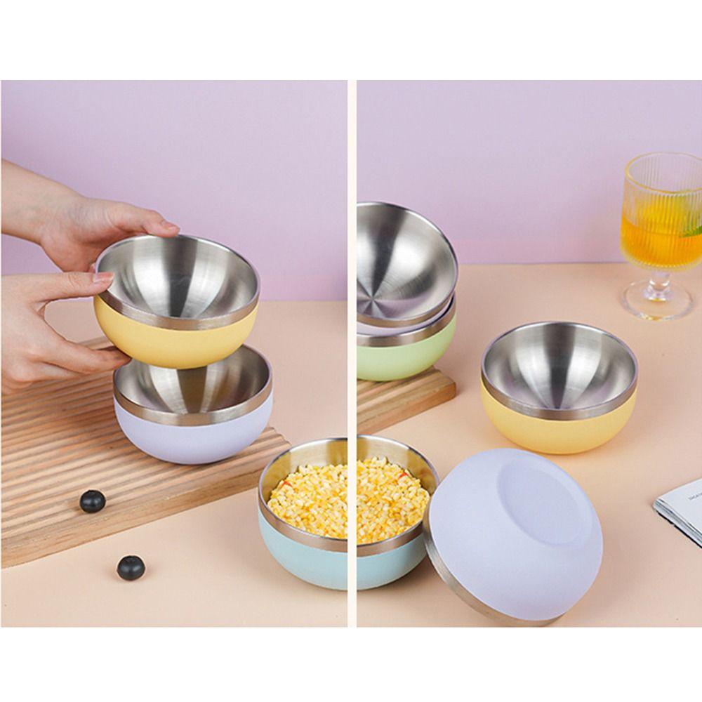 Multi-color Fruit Salad Bowl Round Bowl Food Container Stainless Steel Bowl  Kitchen Tableware