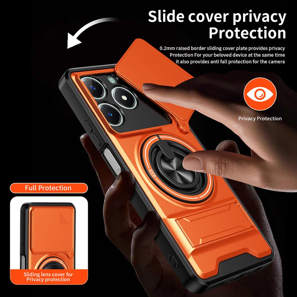 KEYSION Magnetic Phone Case for OPPO Realme C61 C63 Slide Camera Protection Upright Kickstand 360 Ring Shockproof Back Cover
