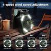90° Folding Camping Fan with LED Light Folding Design Portable Tent Fan  Picnic Trip