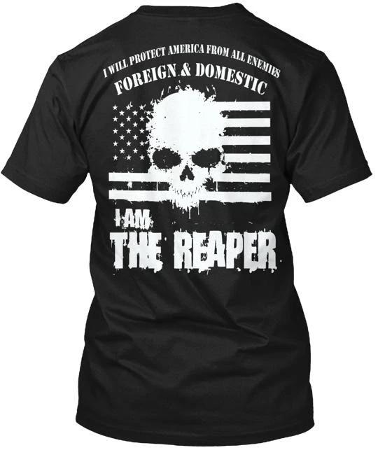 

I Am The Reaper American Pride 100% Cotton T-shirt Mens Tees Top Made in the USA T-Shirt Tee Top Unisex XL