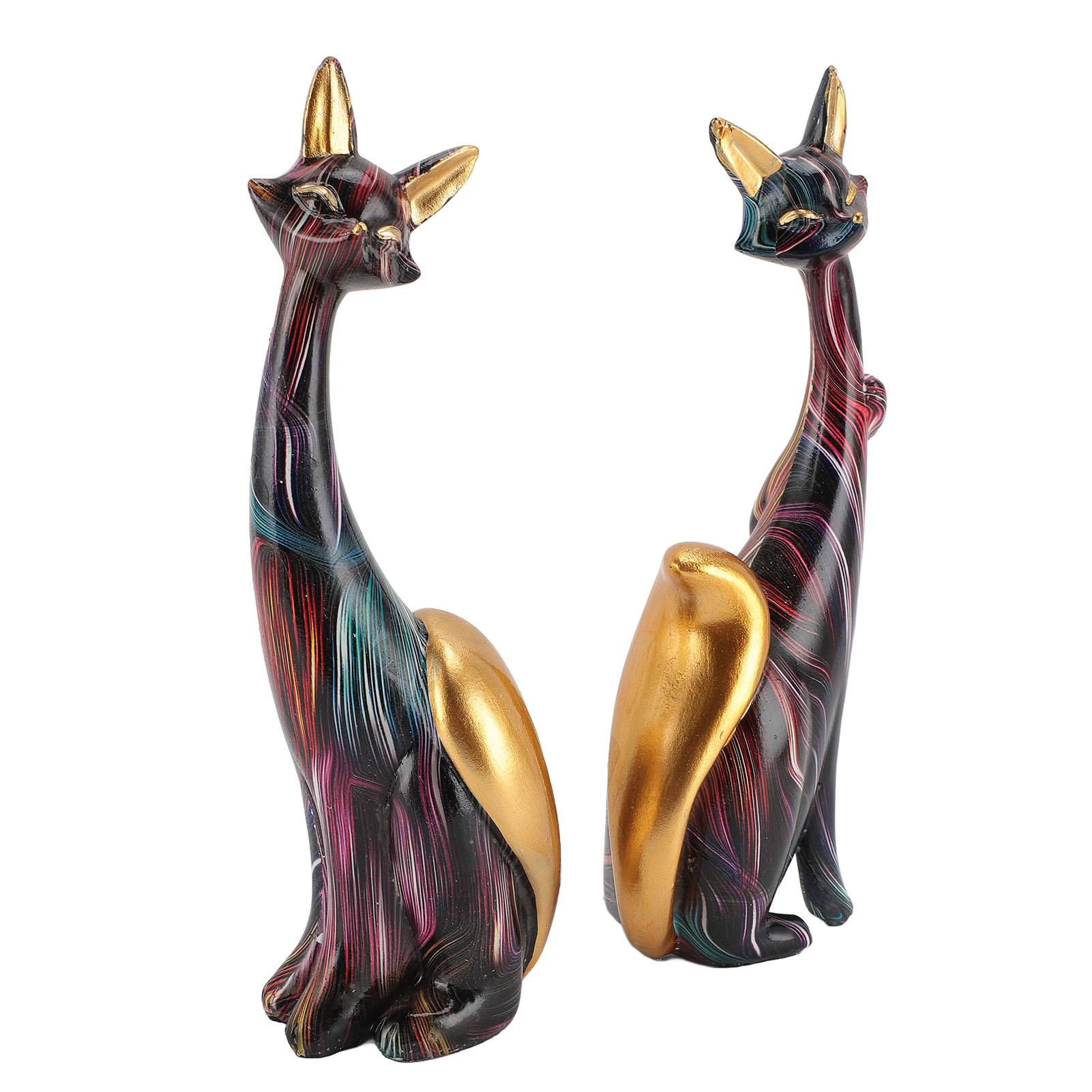 

2шт красочная статуя кошки граффити многоцветная фигурка кошки смоляная скульптура животного настольные украшения