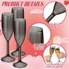 40 Pcs 6 oz Champagne Flutes Bulk, Translucent Black Acrylic High Stem Wine Glasses for Wedding, Birthday, Christmas Party