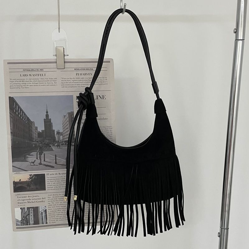 

Bag Female Fall and Winter One Shoulder Retro Crossbody Bag Black