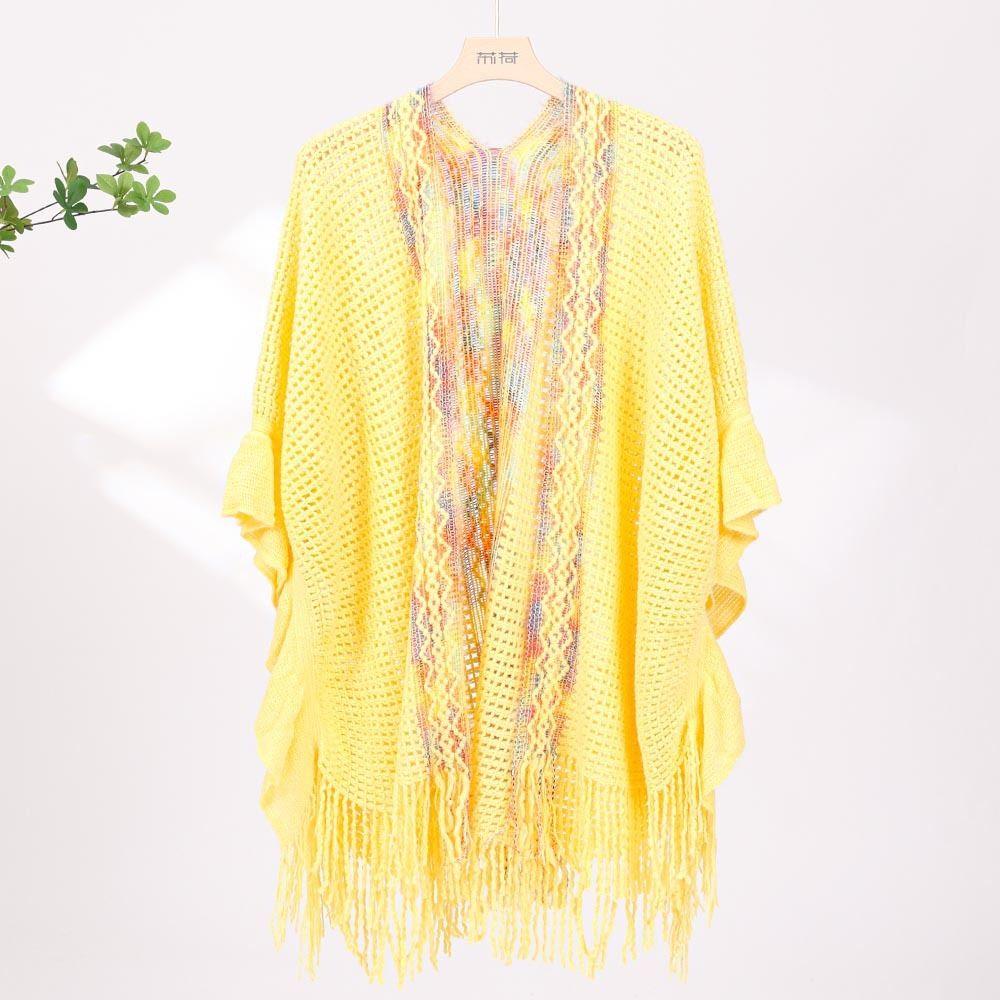 Ethnic Style Ladies Tassel Cape Hollow Wraps Scarf Coat Womens Knitted Shawl