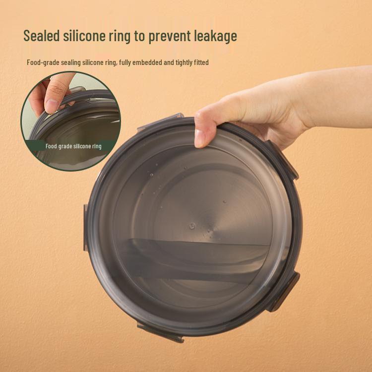 Rund airtight matförvaringsbehållare i rostfritt stål med lock