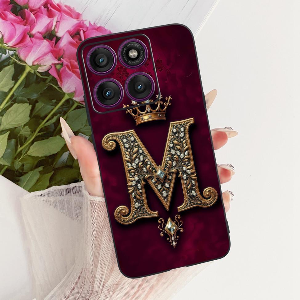 For Motorola Edge 60 Pro Case Silicone Luxury Crown A-Z Letters 2D Painted Soft Casing For Motorola Edge 60Pro XT2507-1 Cover