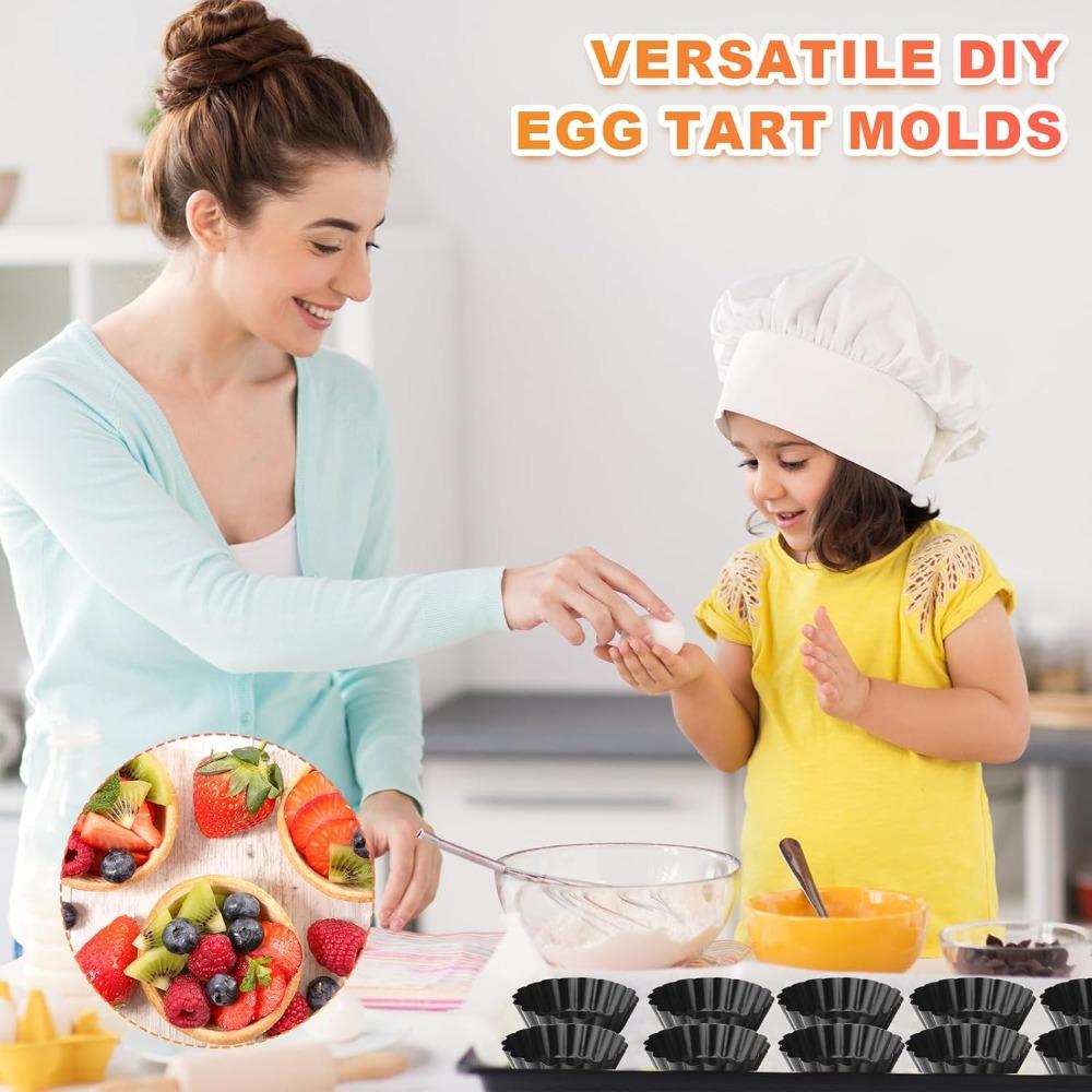 Mini Tart Pans 8cm Egg Tart Molds with Removable Bottom Non Stick Small Fluted Cupcake Tins Tarts Quiche Pan for Pies