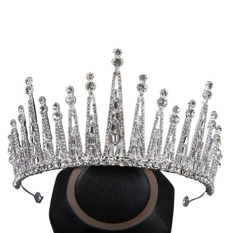 New Round Bridal Crown European and American Baroque Rhinestone Crown Wedding Dress Crown Cake Crown