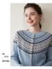 Cardigan Dama Etnic Fair Isle Floral din Cașmir - Pulover cu Tricotaj Larg și Gât Rotund