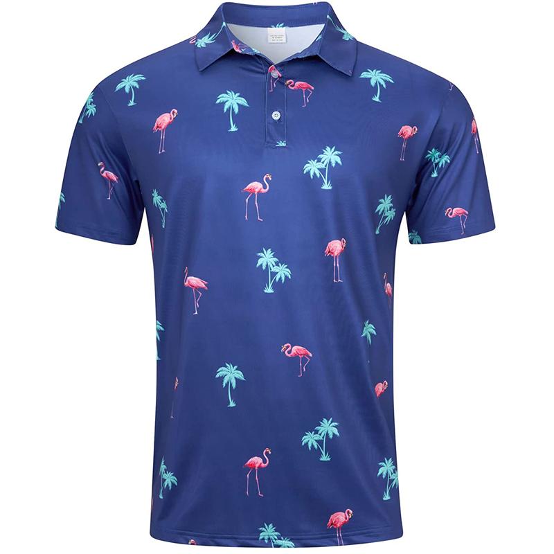 Hawaiian Flower Plants 3D Print Polo Shirts For Men Clothes Harajuku Short Sleeve Cool Button