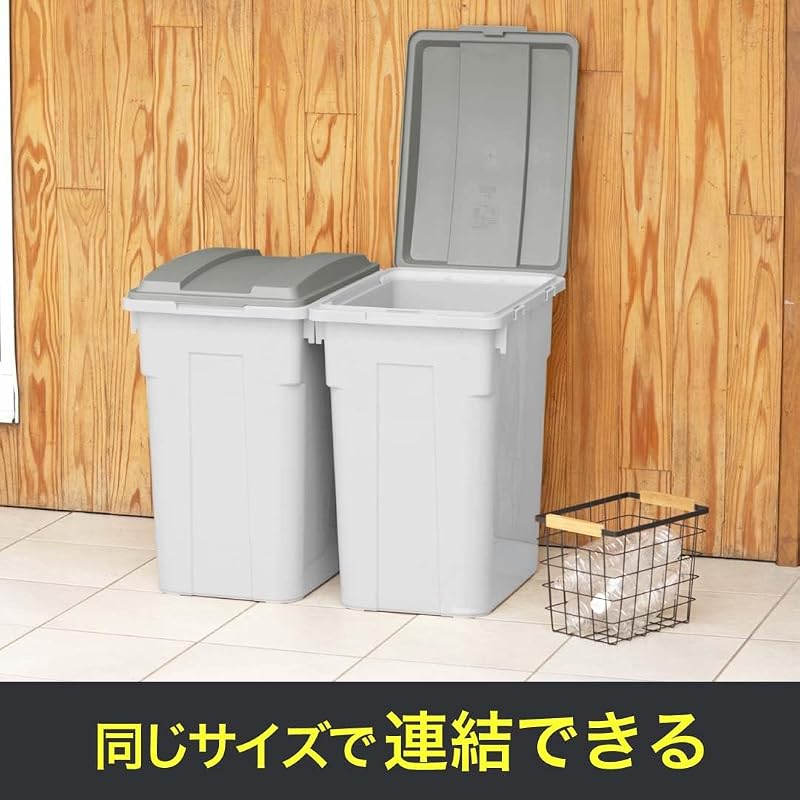 Shinki Gosei Tonbo Trash Can, Connectable, with Lid, 45 Liter Capacity, Dark Gray, 31cm (W) x 39cm (D) x 57.5cm (H), Durable, Made in Japan, Suitable