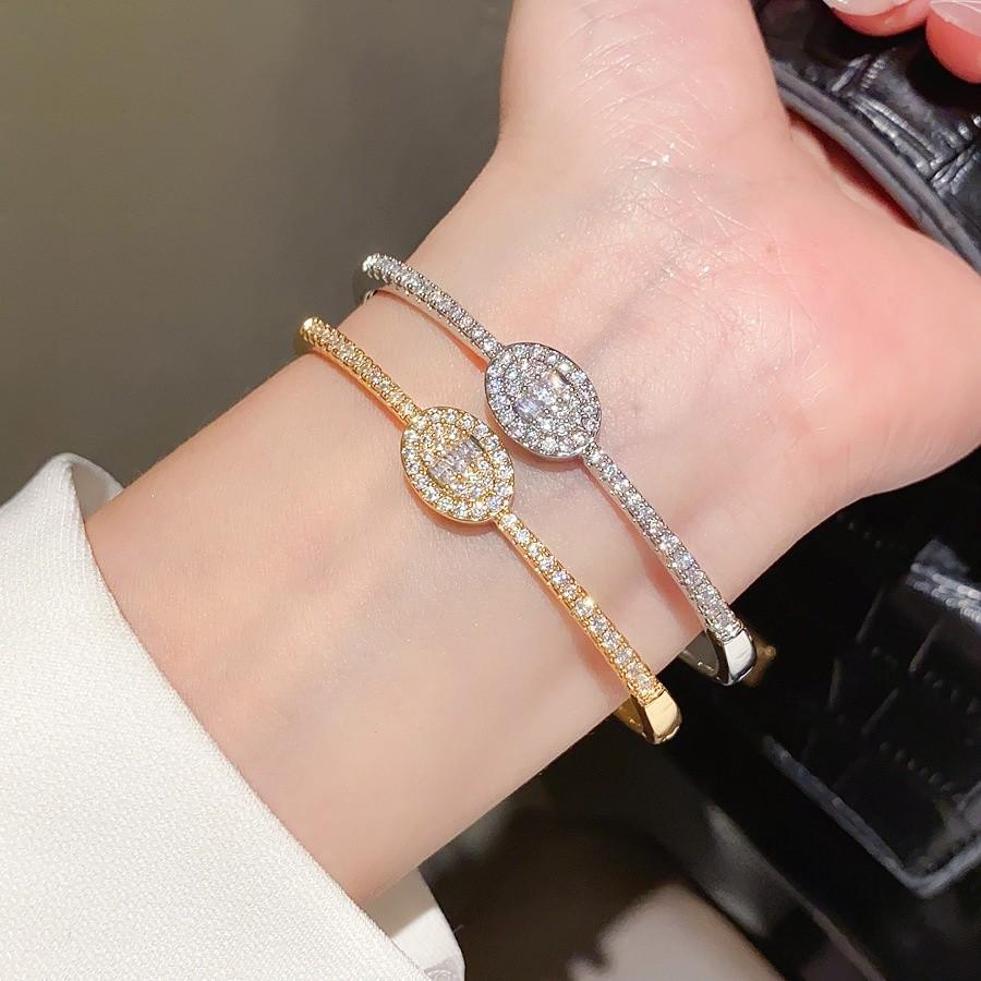 Modeschmuck Ovaler Zirkon Kupferarmband Mit Vergoldung Für Elegantes Tragen