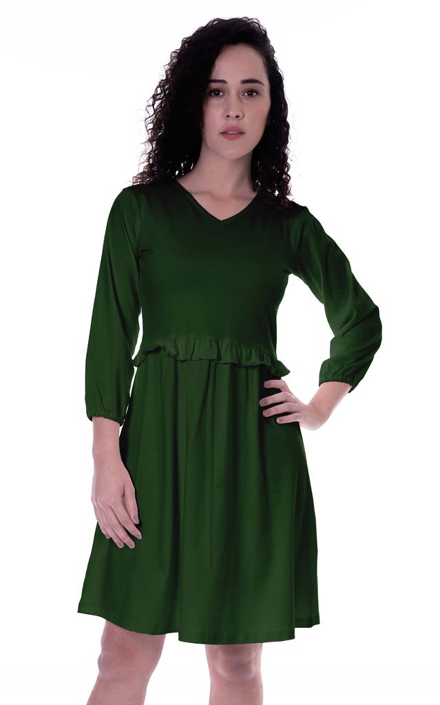 Moomaya Kleid mit langen Ärmeln und geraffter Taille, lässig, fließend, schwingend