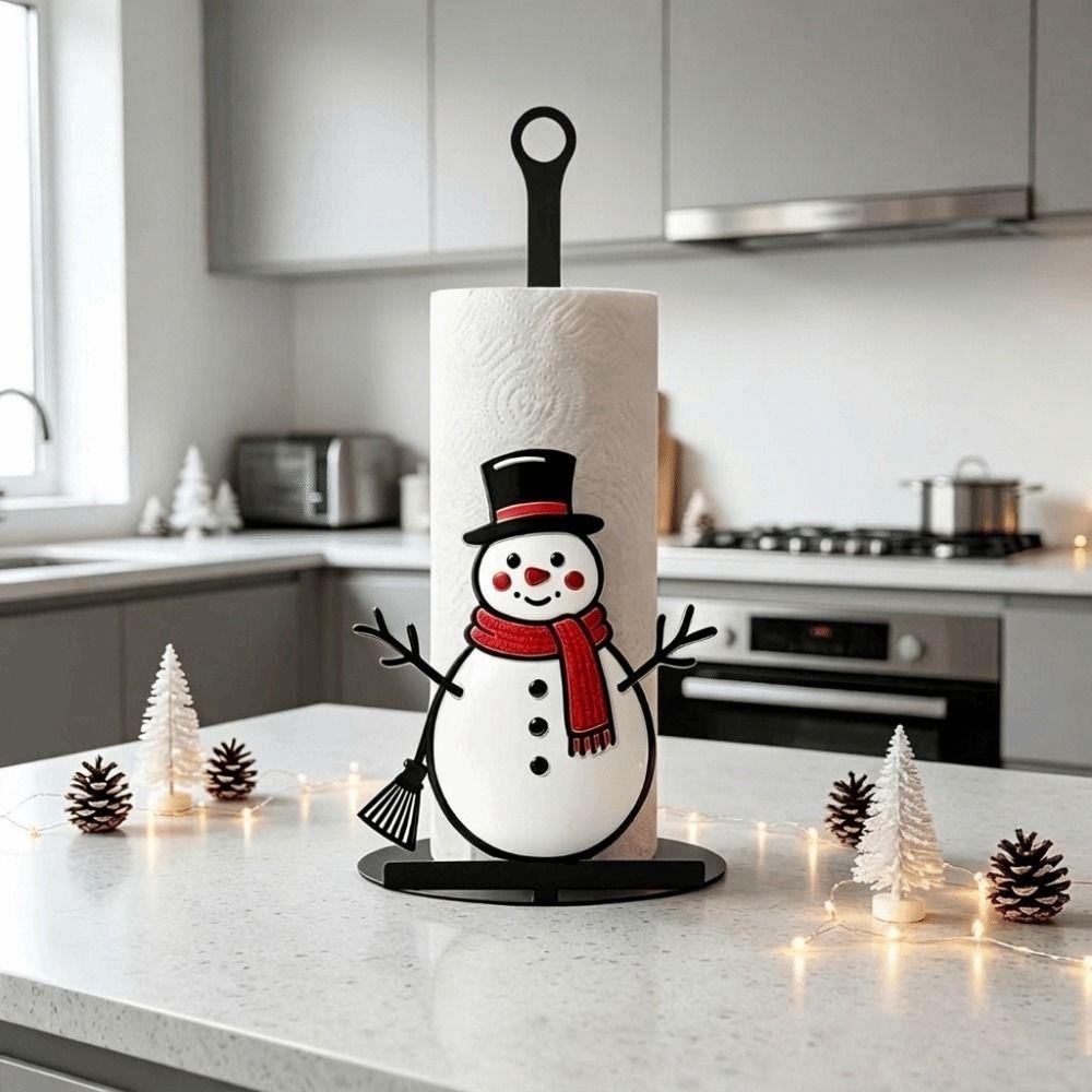 Wooden Base Santa Claus Towel Stand Acrylic Roll Paper Towel Holder Tissue Stand Dining Table