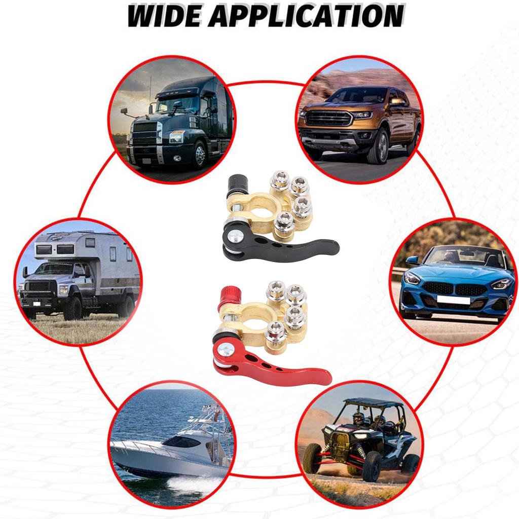 2Pcs Battery Terminal Connectors Car Disconnect 4 Way Positive Negative for SAECelsiusJIS Type A Post